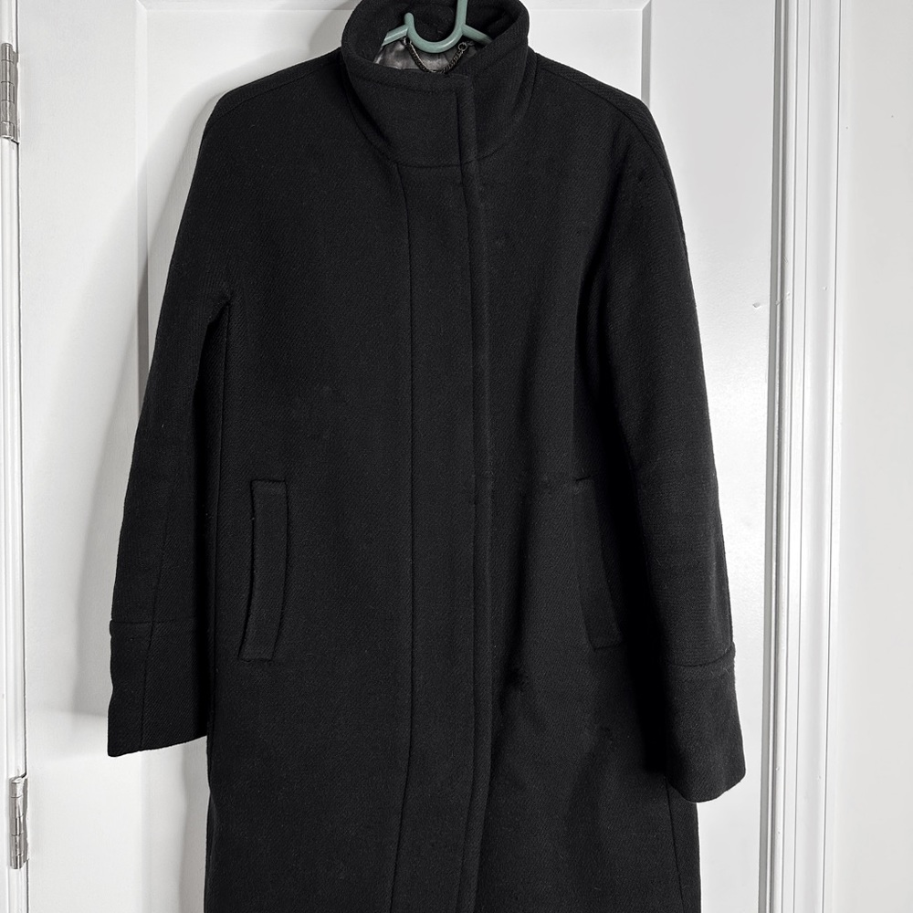 J Crew Nello Gori Black Stadium Cloth Cacoon City Coat Wool Coat Size 8